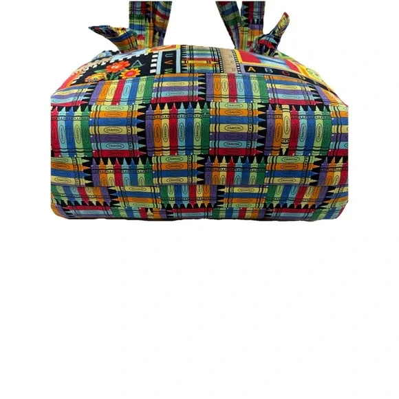 Vintage Teacher Tote Bag ABC Crayon School Theme Cotton Canvas 13.5x10.5 Exc Con - Picture 6 of 16